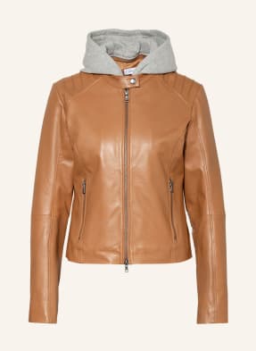 darling harbour Leather jacket with removable trim 
