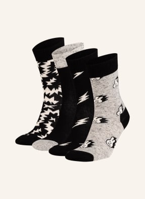 Happy Socks Ponožky BLACK WHITE, 4 páry v dárkovém balení