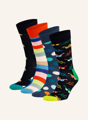 Happy Socks Ponožky NAVY, 4 páry v dárkovém balení