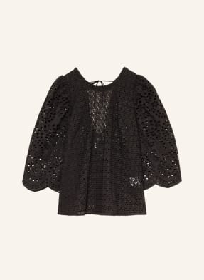 MUNTHE Shirt blouse with lace and 3/4 sleeves