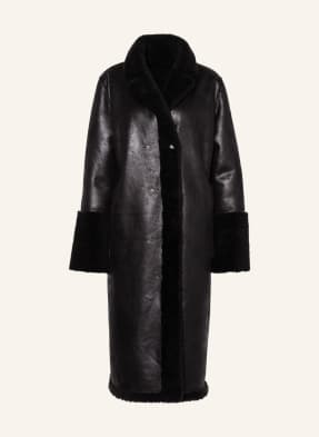 LIU JO Coat in leather look with faux fur