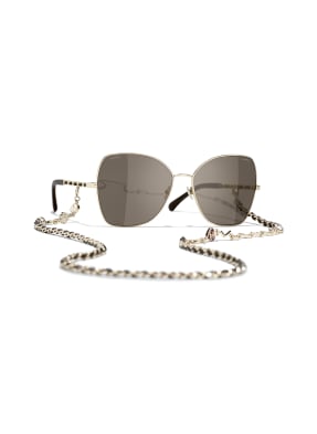 CHANEL Butterfly Removable Pearl Chain Sunglasses 4262 Brown 572432