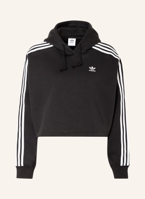 adidas Originals Cropped hoodie with tuxedo stripes