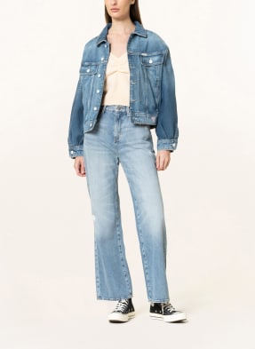 GUESS Kurtka jeansowa oversize REEP z ozdobnymi kamykami