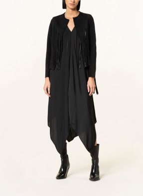 ALL SAINTS Cropped-Lederjacke ASTRAL SUEDE mit Fransen