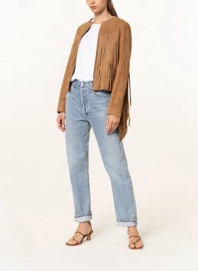 ALL SAINTS Cropped-Lederjacke ASTRAL SUEDE mit Fransen