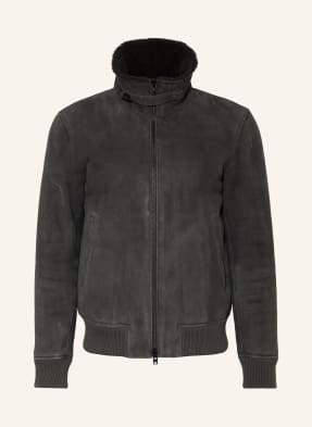 CLOSED Leather bomber jacket with lambskin lining