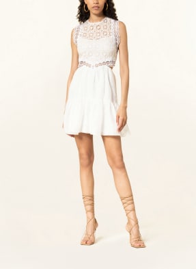 SANDRO Leinenkleid mit Spitze und Cut-outs