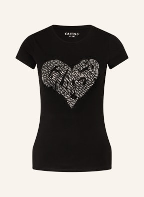 GUESS T-Shirt HEART R3 mit Schmucksteinen
