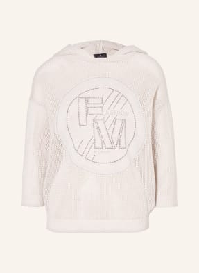 monari Strick-Hoodie mit Schmucksteinen und Glitzergarn