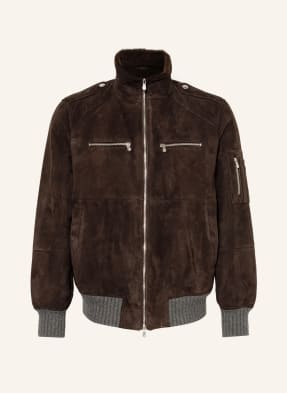 BRUNELLO CUCINELLI Leather bomber jacket with real fur
