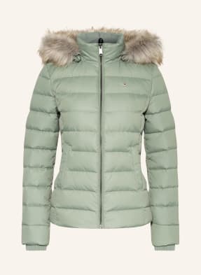 TOMMY JEANS Daunenjacke mit abnehmbarer Kapuze und Kunstfellbesatz