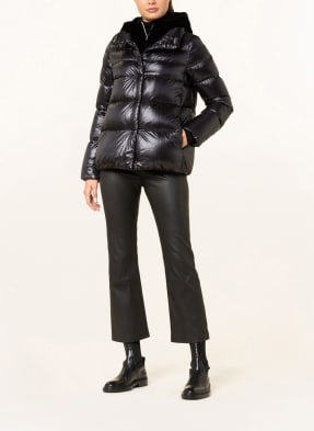 HERNO Down jacket with detachable hood made of faux fur