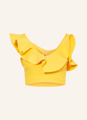 Alexander McQUEEN Cropped knit top with frills