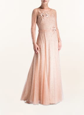 MARCHESA NOTTE Kleid mit Glitzer und Tüllblütenbesatz