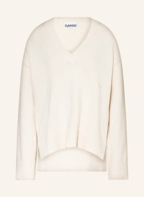 Ganni Baumwolle Bluse Aus Biobaumwollpopeline Mit Schößchen Zum Binden in Weiß Damen Bekleidung Pullover und Strickwaren Ärmellose Pullover 