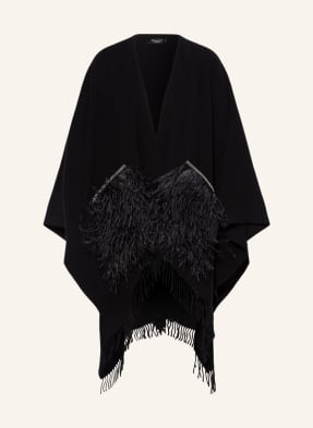 FABIANA FILIPPI Cape with feathers and beading
