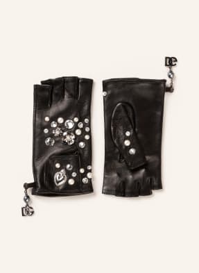 DOLCE & GABBANA Leather gloves with decorative gems