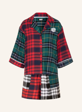 DKNY Shorty pajamas JUST CHECKING IN in flannel with 3/4 sleeves