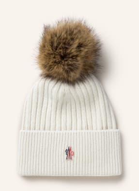 MONCLER GRENOBLE Cashmere hat with faux fur pom-pom