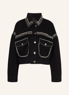 PINKO Cropped denim jacket CANTO with rivets