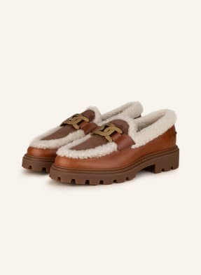 TOD'S Platform loafers with real fur