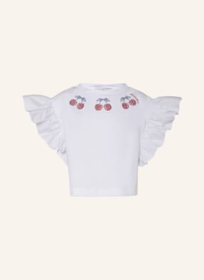 MONNALISA T-Shirt im Materialmix mit Schmucksteinen