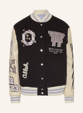 Off-White Bomber jacket in mixed materials with decorative gems