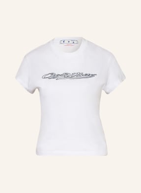 Off-White T-Shirt mit Schmucksteinen
