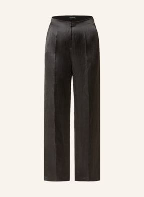 LUISA CERANO Wide leg trousers in satin with linen