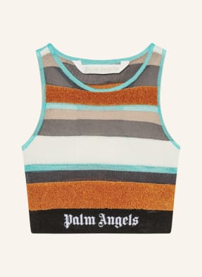 Palm Angels Cropped knit top with glitter thread