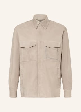 ETRO Leather overshirt with broderie anglaise