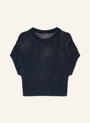 LUISA CERANO Knit shirt with linen and sequins