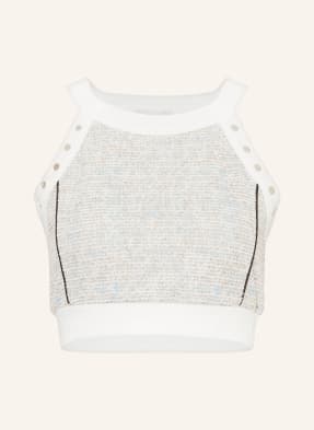 LIU JO Cropped top with glitter thread and rivets