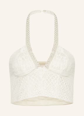 LIU JO Cropped top made of crochet lace with decorative beads