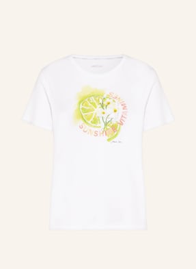 MARC CAIN T-shirt z cekinami i ozdobnymi perełkami