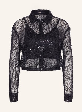 maje Cropped-Bluse mit Pailletten und Glitzergarn