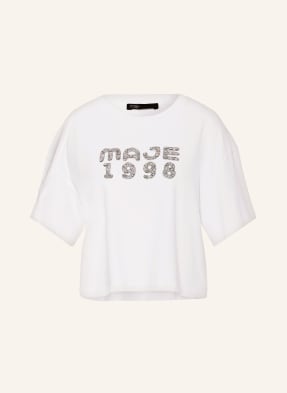 maje T-Shirt mit Cut-out und Schmucksteinen
