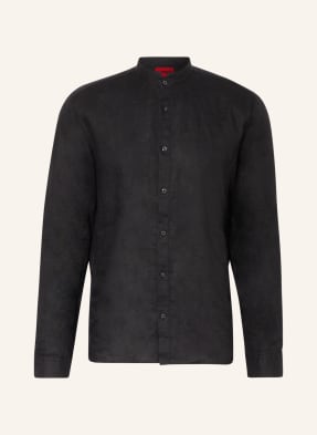 HUGO Linen shirt ELVORY slim fit with stand-up collar