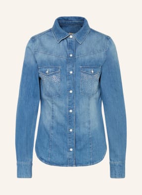 GUESS Bluzka jeansowa EQUITY z ozdobnymi kamykami