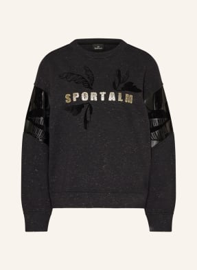 SPORTALM Sweatshirt in mixed materials with glitter thread