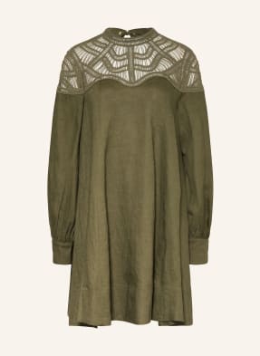Riani Leinenkleid Mit Spitze gruen