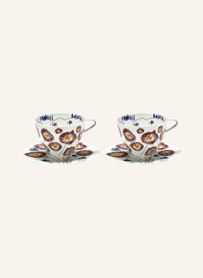 SERAX Set of 2 coffee cups MIDNIGHT FLOWERS ANEMONE with saucer