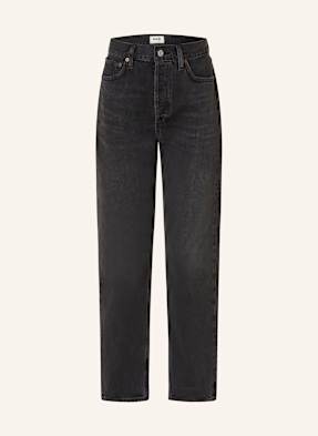 Agolde Džíny Straight Jeans 90's Pinch Waist hich hitch (blk w/ finished hem)