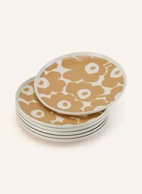 Marimekko Sada 6 Mělkých Talířů Oiva/Unikko krémová / béžová