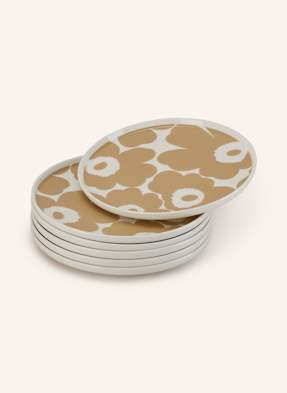 Marimekko Sada 6 Dezertních Talířů Oiva/Unikko krémová / béžová