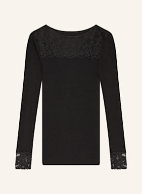 Mey Tričko S Dlouhým Rukávem Série Wool Love Z Merino Vlny S Hedvábím černá