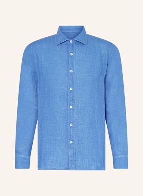 120%Lino Lněná Košile Slim Fit modrá
