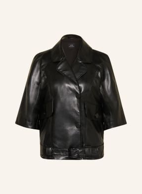 ARMANI EXCHANGE Leather look jacket with 3/4 sleeves