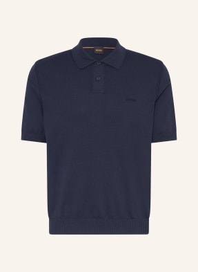 Boss Strick-Poloshirt Asac blau